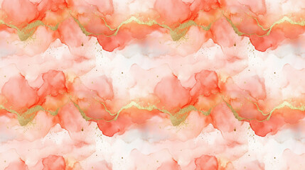 Fototapeta premium Seamless watercolor pattern featuring gold bleached accents and holographic shibori art ideal for textile design and digital backgrounds