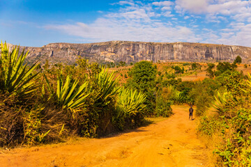 view of hills and mountains along main Madagascar road