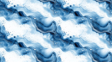 Obraz premium Seamless winter blue marble ink texture pattern on a clean white background perfect for background design fabrics and wallpapers