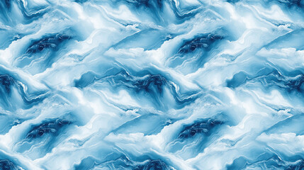 Obraz premium Seamless pattern featuring tranquil blue marble texture with flowing sea wave design perfect for fabric or interior decor