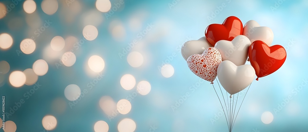 Aufkleber romantic featuring heart shaped balloons floating in a gentle pastel gradient pattern creating a dre