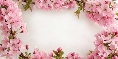 Obraz premium Pink Spring Flowers with Clear Space for Text