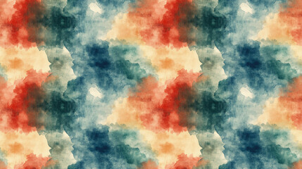 Obraz premium Seamless watercolor pattern featuring abstract blue red green and brown banners ideal for artistic projects and fabric design