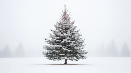Fototapeta premium snowy christmas tree in frozen forest
