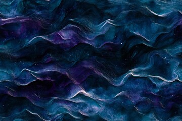 Obraz premium The image is a beautiful blue and purple wave with stars in the background