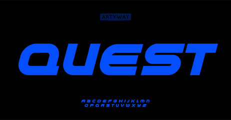 Athletic boldface alphabet, dynamic sans serif letters, bold sleek sporty font for fast esports logos, dynamic branding, modern headline, versatile design, energetic typography. Vector typeset