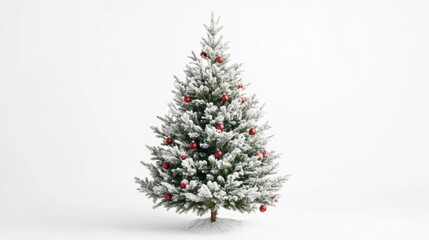 Fototapeta premium small snowy christmas tree isolated on white