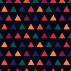 Triangle motif minimal geometric print. Paint brush seamless pattern. Freehand design background. Trendy handdrawn modern simple geo ornament. Artistic hand drawn abstract vector wallpaper