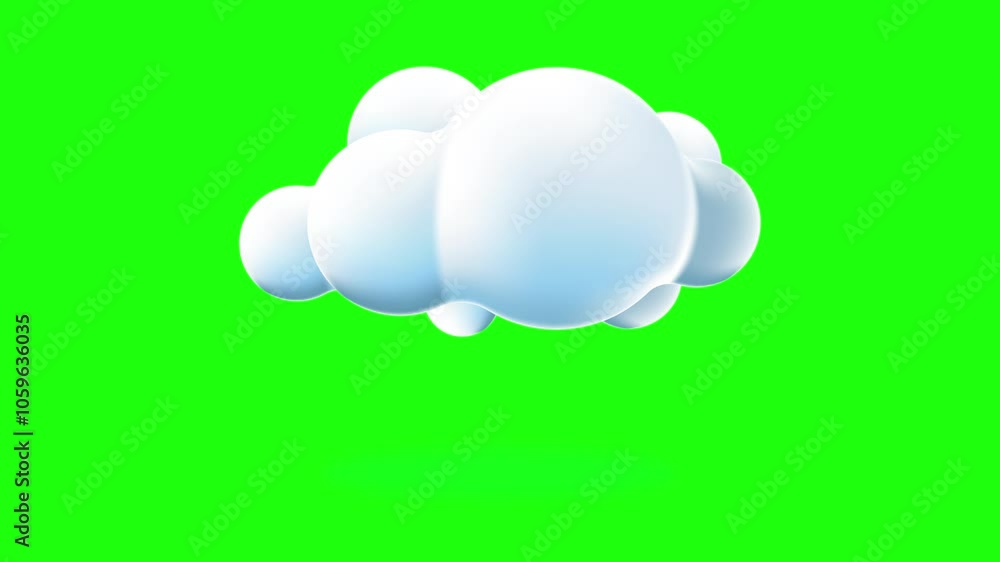Poster 3d cloud animation. cartoon fluffy cloud icon. cartoon cloud. realistic fluffy cloud. 4k seamless lo