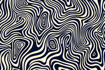 Fototapeta premium Abstract pattern featuring swirling lines and organic shapes in navy and cream tones, creating a sense of movement and depth.