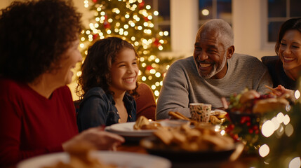 Fototapeta premium Multigenerational Family Christmas Dinner Celebration