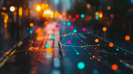 Fototapeta premium abstract professional business team people innovation connection of line from nail node to node on map background , networking concept