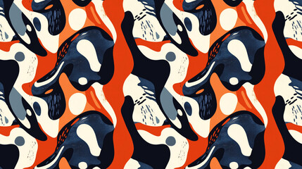 Weird abstract texture in a seamless pattern featuring dynamic shapes and cool colors for modern background design