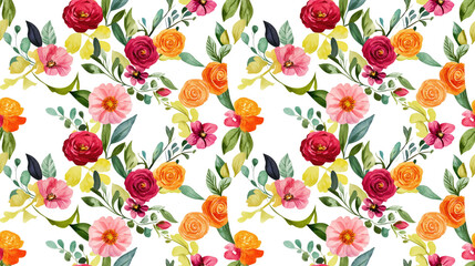 Fototapeta premium Seamless floral pattern featuring the letter Q adorned with vibrant watercolor flowers and leaves ideal for wedding invitations greeting cards and branding elements