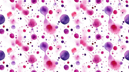 Colorful watercolor abstract pattern featuring purple ink drops on a clean white background perfect for home decor and textile designs