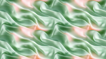 Fototapeta premium Elegant seamless pattern featuring pastel green silky textures and pink textile designs perfect for modern abstract wallpapers and creative projects