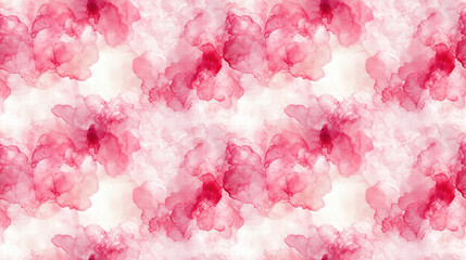 Fototapeta premium Seamless pink alcohol ink wash pattern on white background creating a fluid and ethereal decorative effect