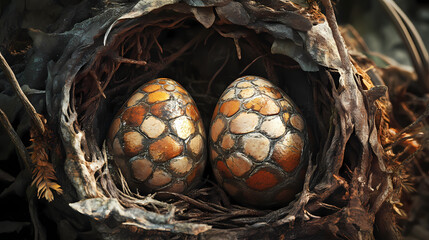 Dinosaur eggs. Dragon Egg Nest. Illustration