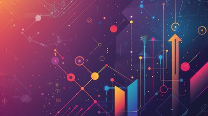 Fototapeta premium Futuristic Digital Growth and Technology Concept with Data Flow and Arrows