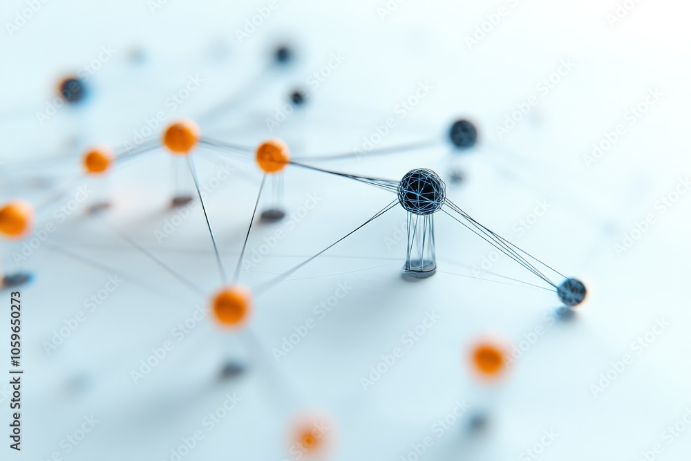 Poster an abstract network model with interconnected nodes shows the concept of connections and data exchan