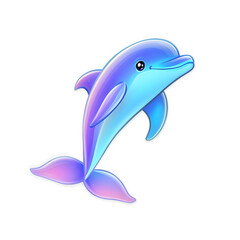 Obraz premium Vibrant Cartoon Dolphin Illustration With Gradient Colors - The playful marine animal design captures joy and creativity, perfect for digital art projects and educational materials