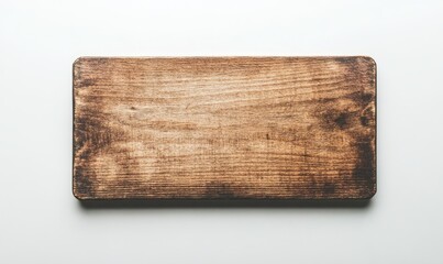 A blank wooden sign rests against a clean white background, showcasing its simple, elegant design, ideal for customization and artistic projects