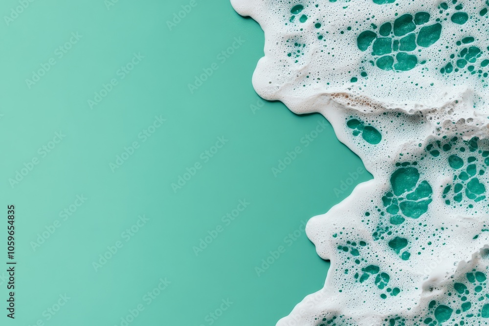 Poster this abstract art piece features bubbly textures and turquoise elements, creating a dynamic and aest
