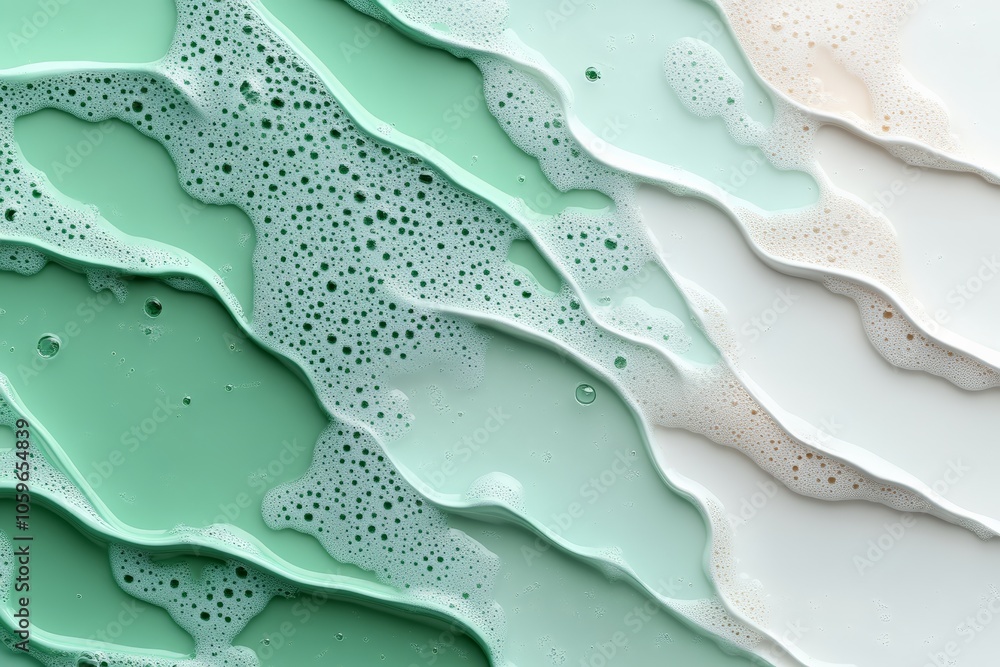 Poster this abstract artwork shows layers of textured green foam with intricate bubble patterns, evoking a 