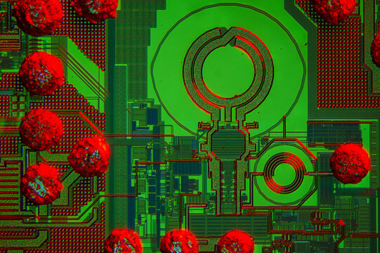 Wafer chip bumping micrograph