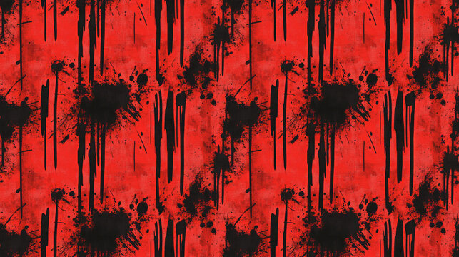 Seamless pattern featuring a bold red spray stain with an anarchy motif ideal for graphic design and creative projects