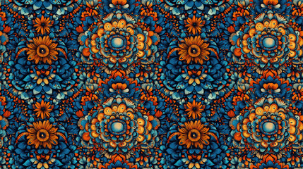 Colorful seamless floral pattern featuring intricate ethnic designs perfect for textile applications