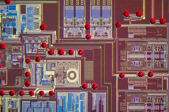 Wafer chip bumping micrograph