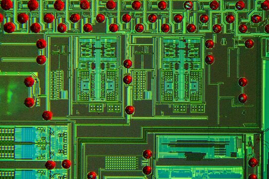 Wafer chip bumping micrograph