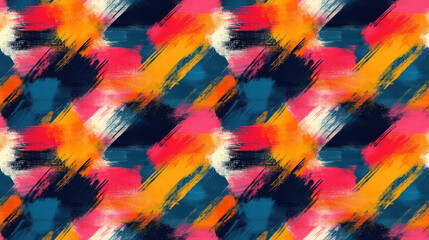 Obraz premium Seamless pattern of a brushed painted abstract background with vibrant colors and textured strokes for modern design applications