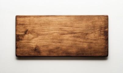 A blank wooden sign rests against a clean white background, showcasing its simple, elegant design, ideal for customization and artistic projects