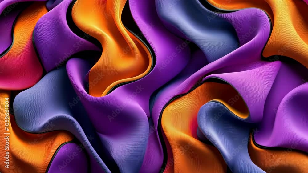 Poster abstract colorful fabric folds together in a mesmerizing pattern