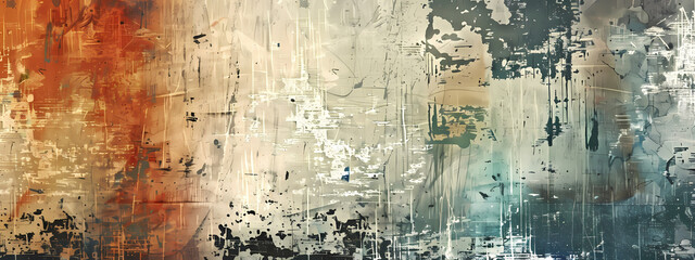 Obraz premium An abstract textured artwork featuring warm and cool tones, creating a dynamic interplay of colors and shapes.