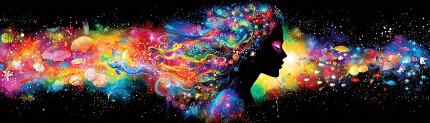 Obraz premium Colorful Artistic Representation of Poseidon Rising