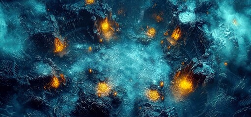 Obraz premium Mysterious Alien Temple Surrounded by Darkness