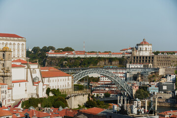A Porto cityscape featuring the Dom Luís I Bridge