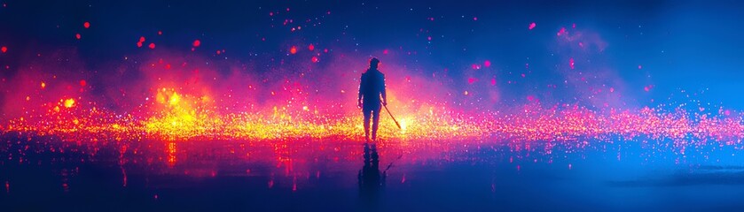 Fototapeta premium Cosmic Digital Painting of Zeus in a Vibrant Scene