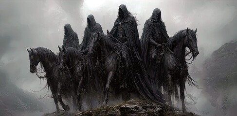 Fototapeta premium Dark Riders in Mysterious Landscape