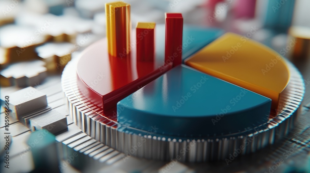 Poster colorful data visualization with 3d elements