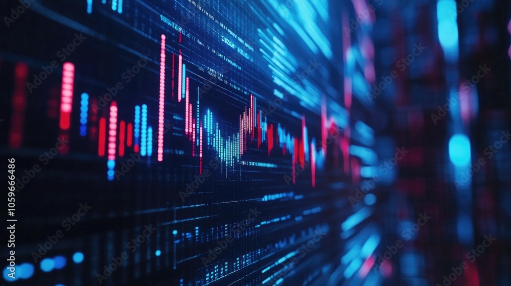 Poster data visualization with blue and red color scheme