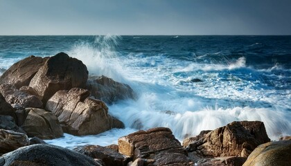 Obraz premium waves crashing on rocks
