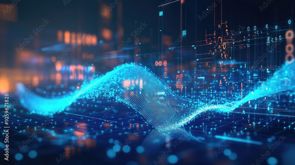 Poster dynamic data flow with futuristic visualization