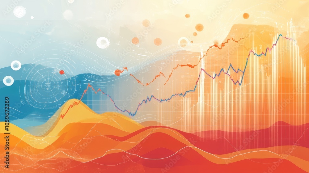 Poster abstract data visualization with colorful patterns