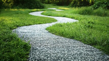 Obraz premium Winding Stone Path Through Lush Green Grass