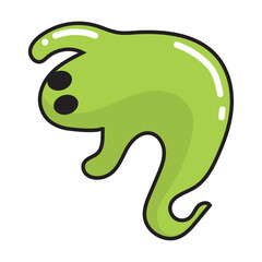 Fototapeta premium Green ghost cartoon with smooth shiny surface, Vector