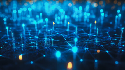 Obraz premium abstract professional business team people innovation connection of line from nail node to node on map background , networking concept